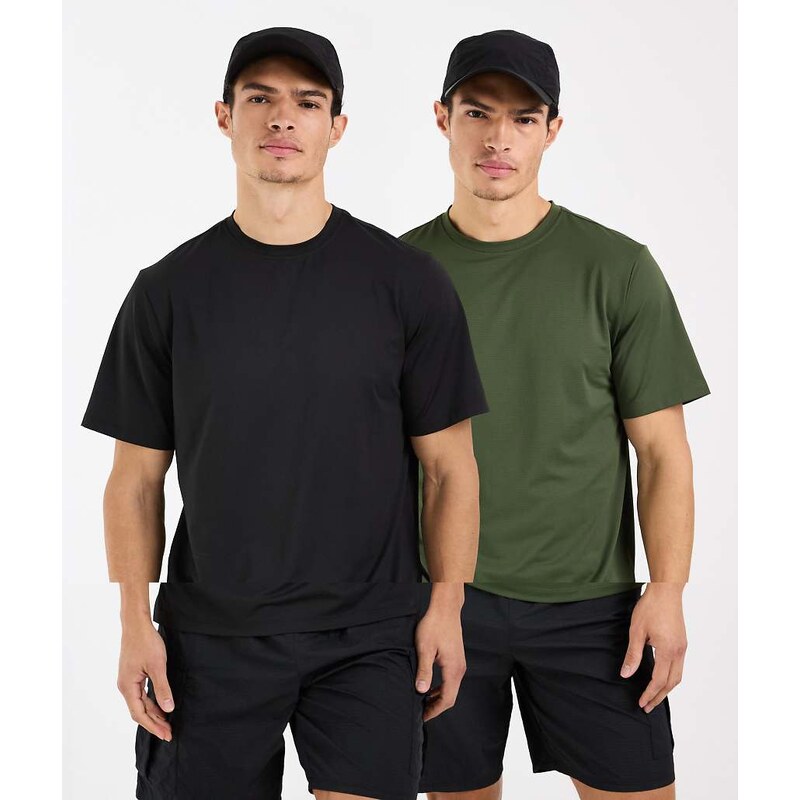 4505 Icon quick dry mesh training t-shirt 2 pack in black and