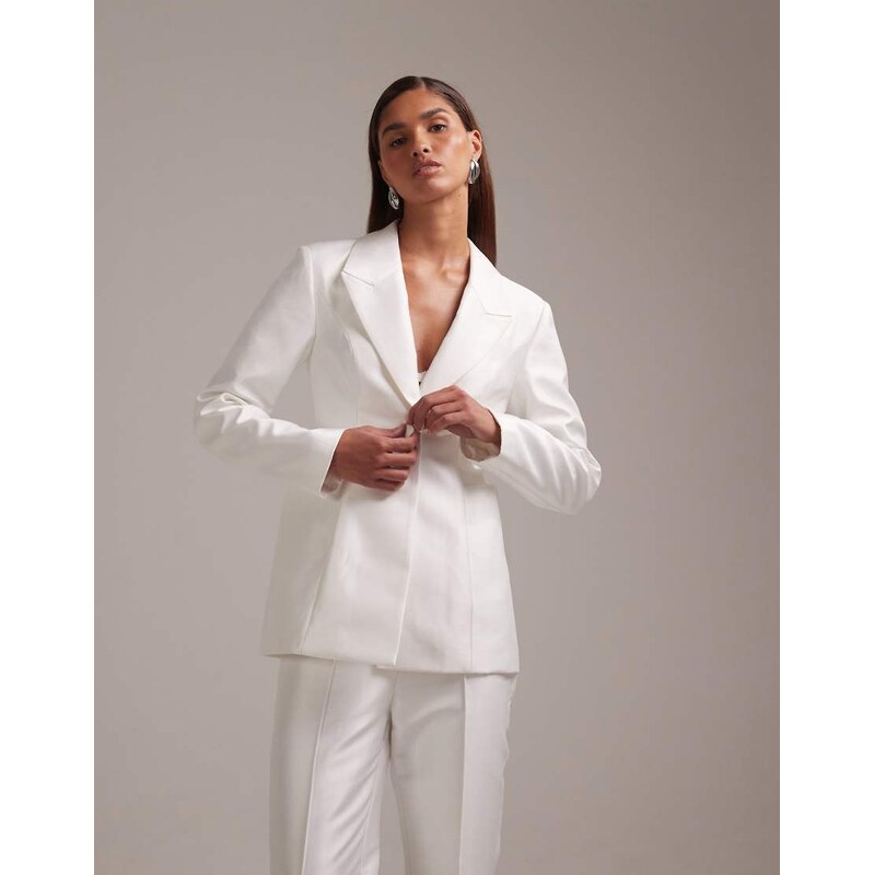 ASOS DESIGN structured blazer with deep pockets in white