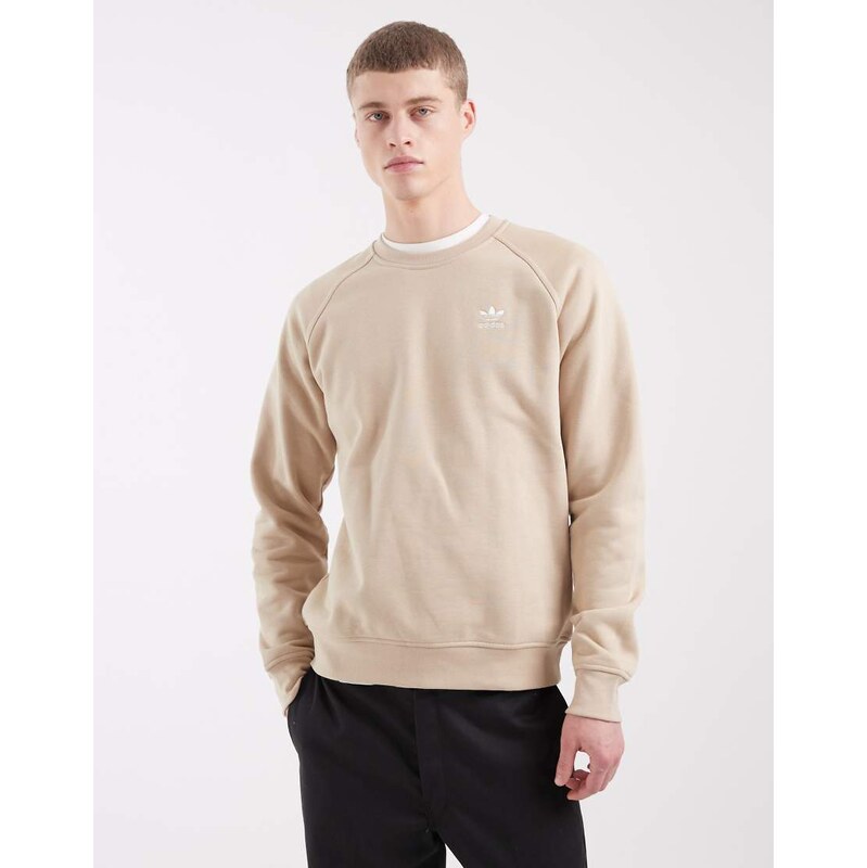 adidas Originals trefoil essentials crew sweatshirt in khaki