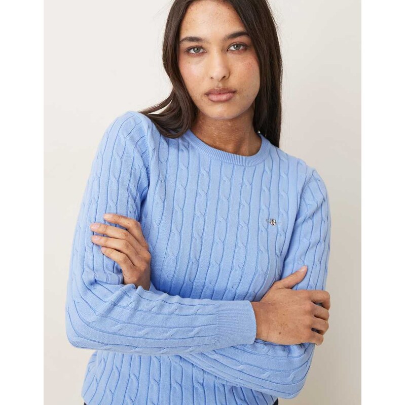 GANT cable knit sweater in cobalt blue 113676106