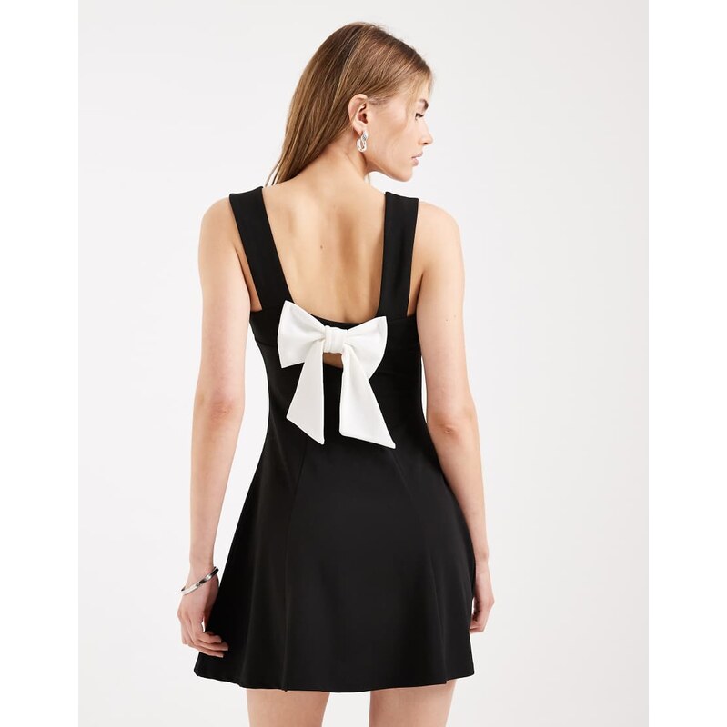 Miss Selfridge bow back mini dress in black