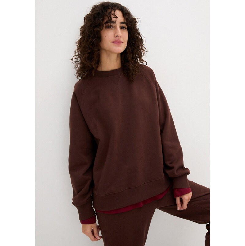 bonprix Oversized mikina z čisté, těžké organické bavlny hnědá