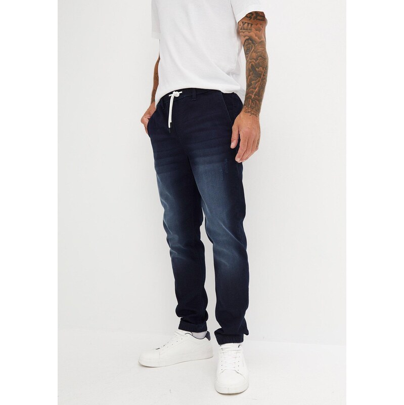 bonprix Joggingové džíny Regular Fit, s pružným pasem, Straight