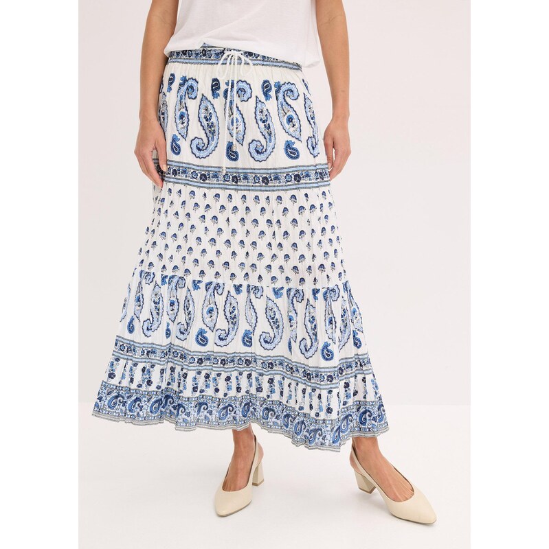 bonprix Maxi sukně z čisté bavlny modrá Žena 104930888