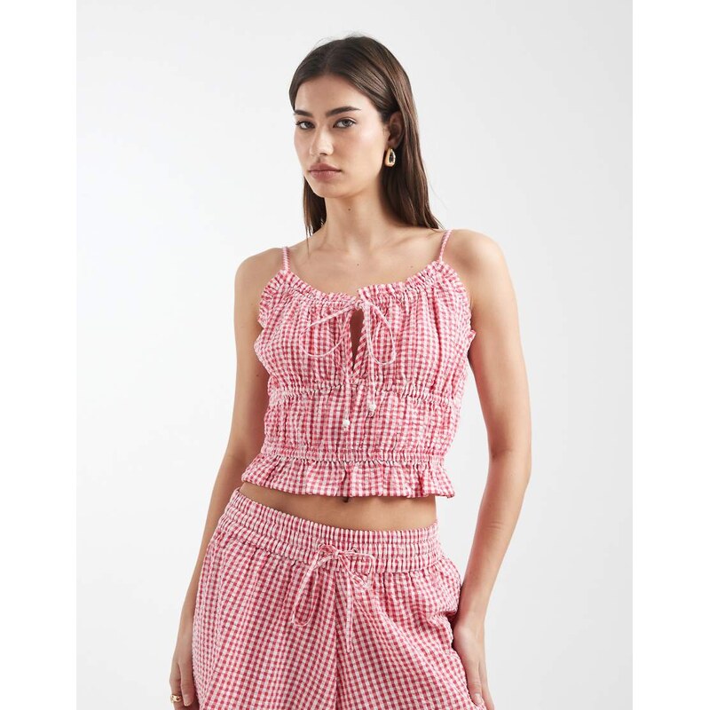 Aray beach cami top in red gingham