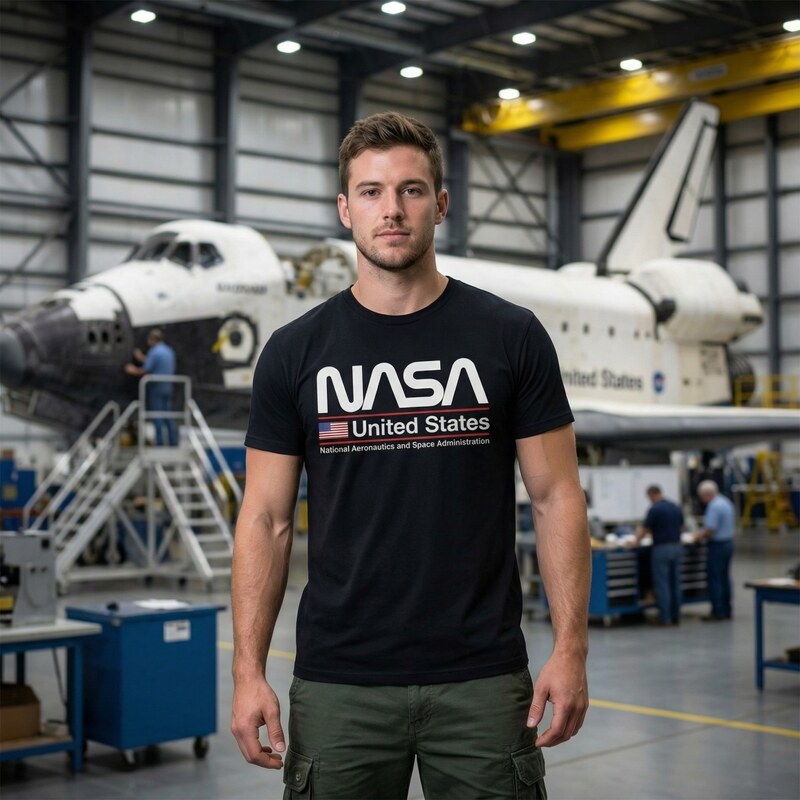 HYBRIS PRODUCTION AB Tričko NASA - United States černé
