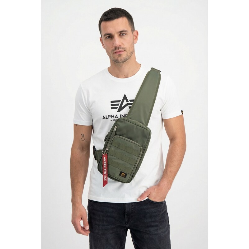 Alpha Industries Taška Label Sling Bag tmavě olivová