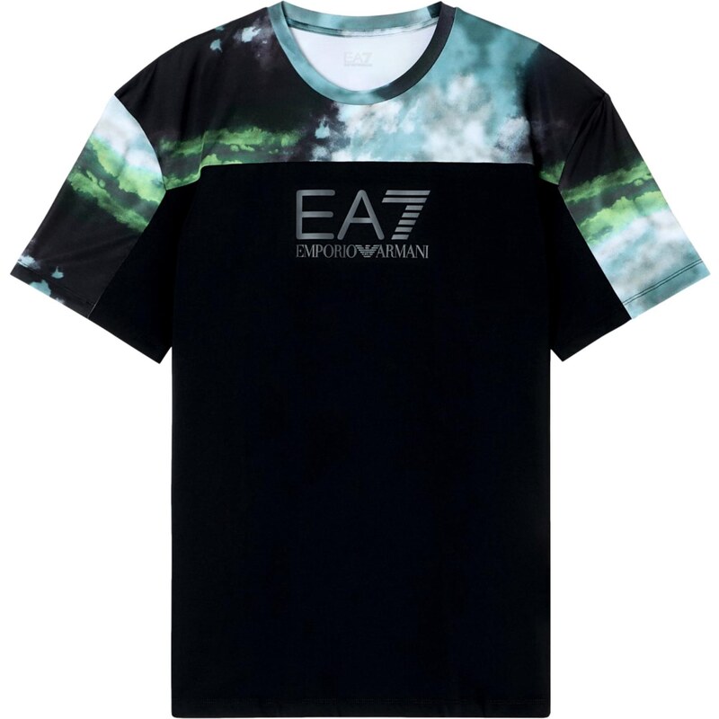 EA7 Emporio Armani Tričko světlemodrá / zelená / černá