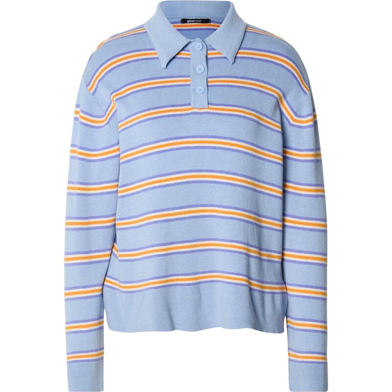 Gina Tricot Svetr modrá / světlemodrá / oranžová / bílá