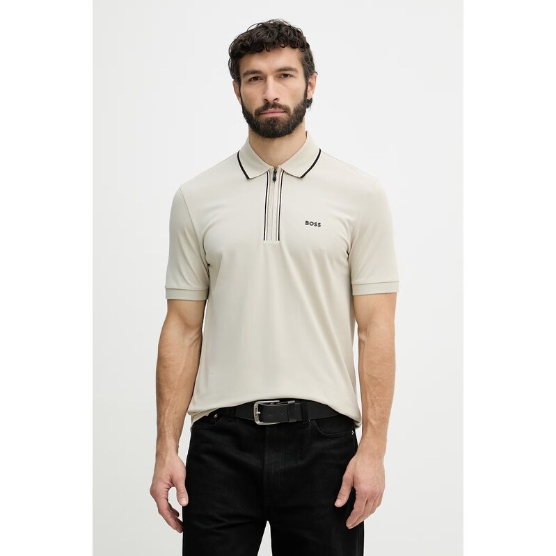 BOSS Green polo pánské bavlněné s elastanem