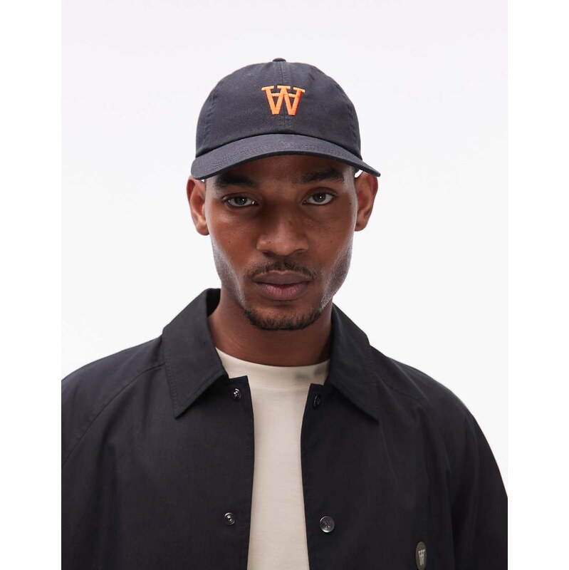 Double A By Wood Wood 100% cotton standard contrast logo cap in