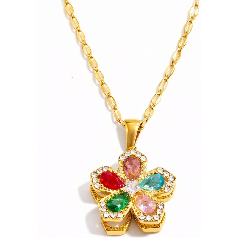 ELENYS Floraya Spinner Multicolor – pozlacený náhrdelník 18K žluté 113676015
