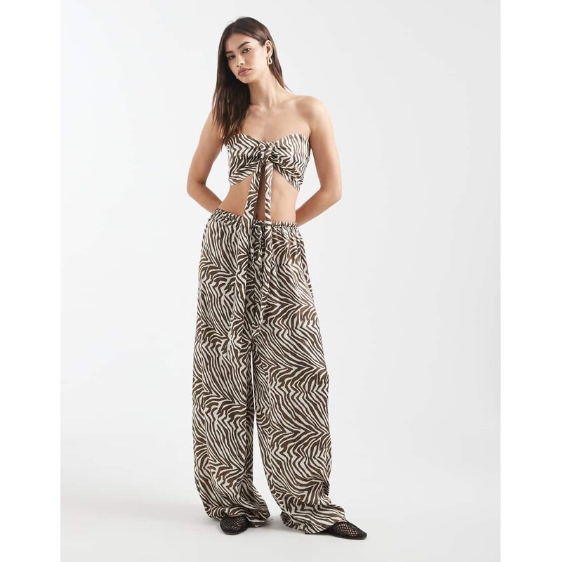 Aray beach trouser in zebra print-Multi