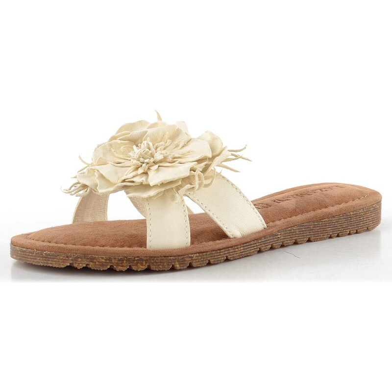 Lazamani pantofle se střapatou květinou Zinnia offwhite LA33765 113676265