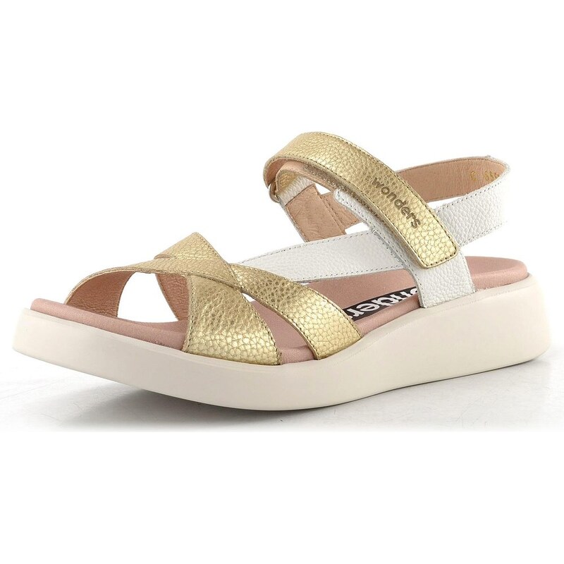 Wonders sandály na suchý zip platino/off C-6552 113676308