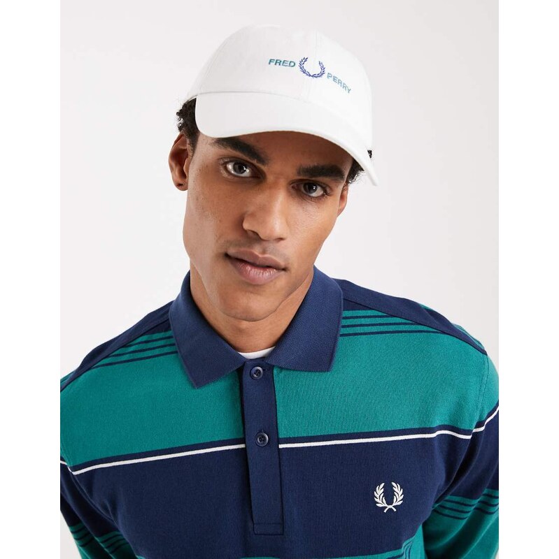 Fred Perry twill logo cap in white