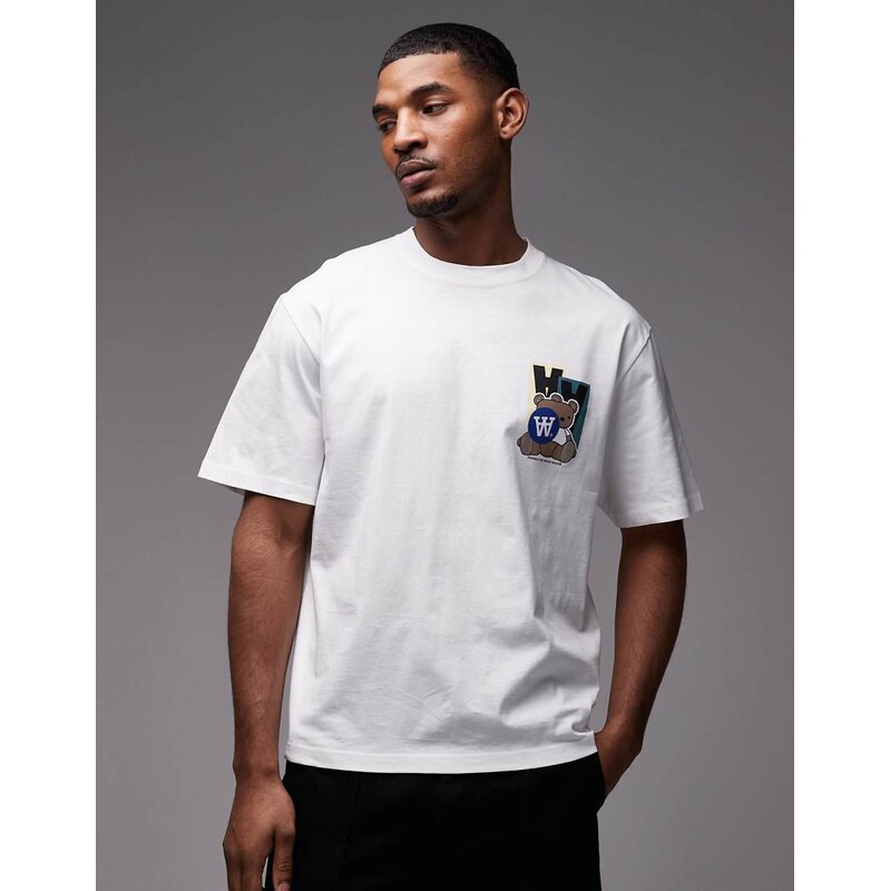 Double A By Wood Wood 100% cotton t-shirt with sticker logo