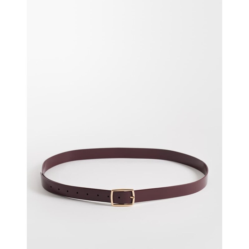 ASOS Curve ASOS DESIGN Curve square buckle belt in patent burgundy-Red 113681610