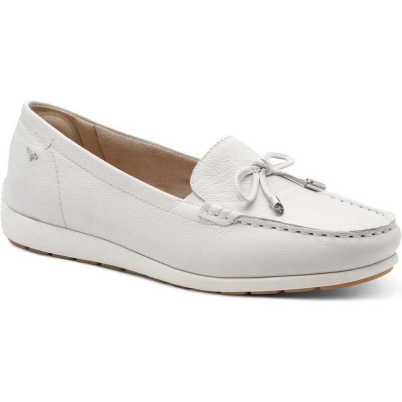 Blancheporte Kožené lesklé mokasíny Tamaris Comfort bílá