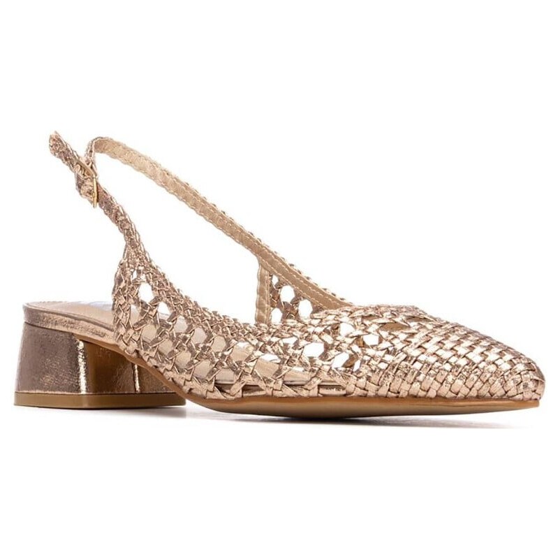 Blancheporte Lodičky slingback se splétáním Xti růžová/zlatá