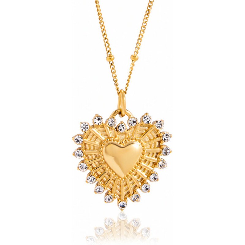 ELENYS Golden Sun Heart – pozlacený náhrdelník 18K žluté zlato 113679823