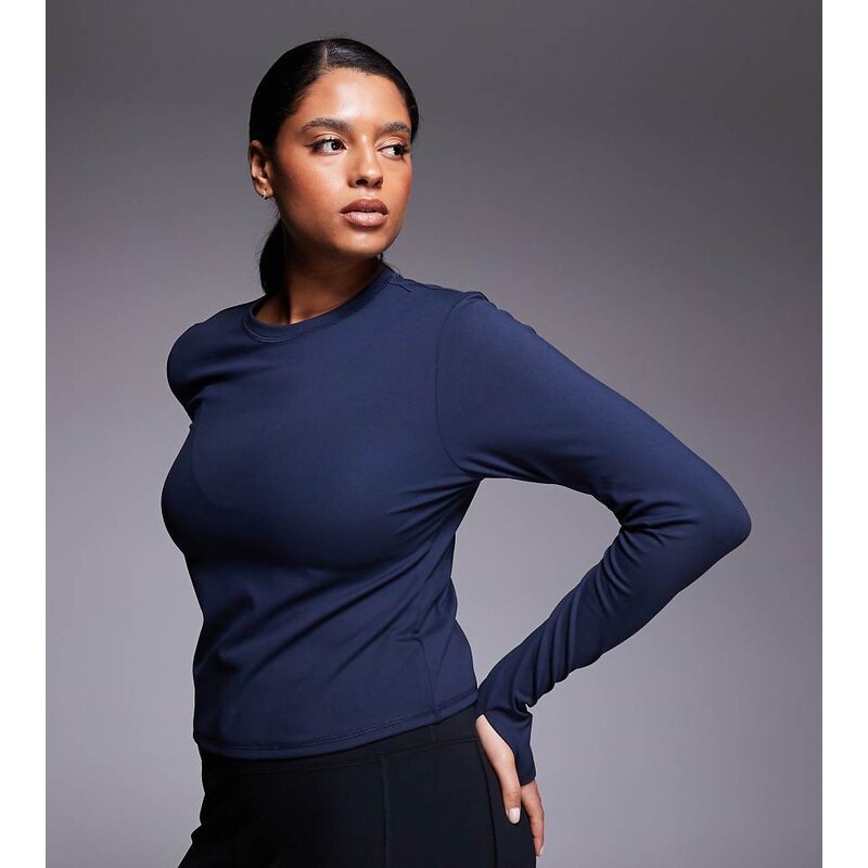 4505 Curve Icon soft touch studio long sleeve baby t-shirt in midnight 113714839
