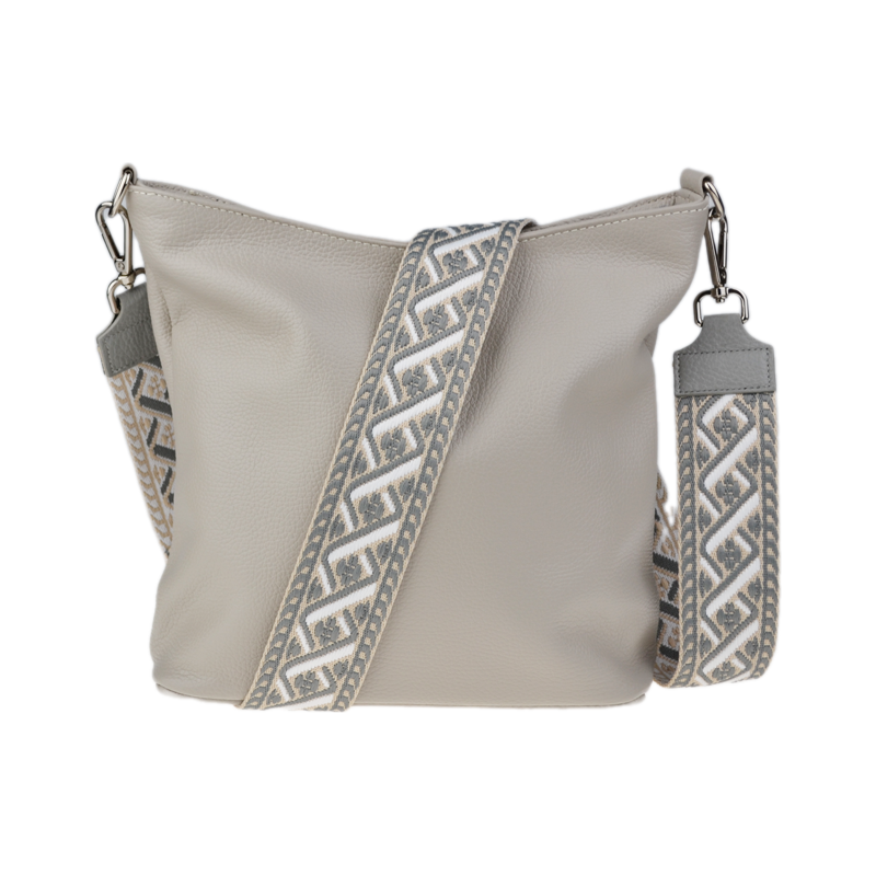 Šedá kožená italská crossbody kabelka Amalia Grigia Perla II