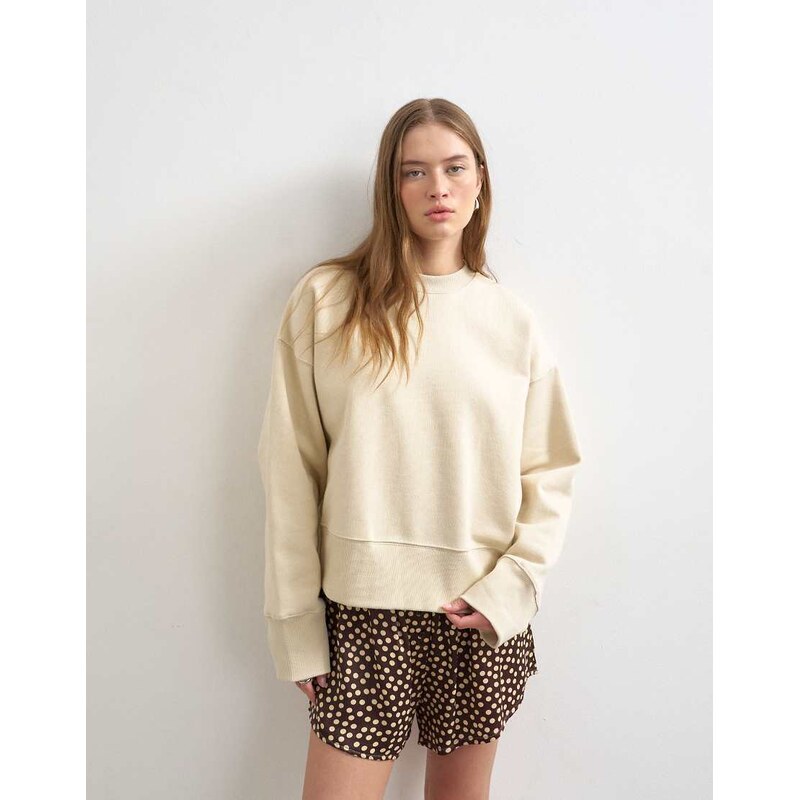 Topshop premium heavyweight oversized sweat in sand-Neutral 115512776