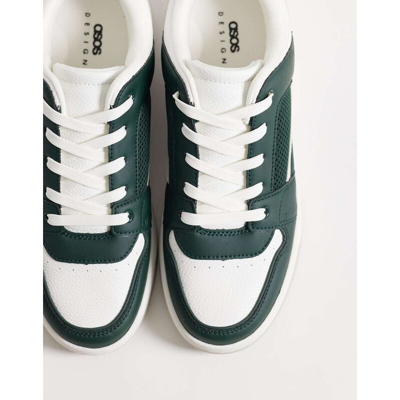 ASOS DESIGN multi panelled trainers in green