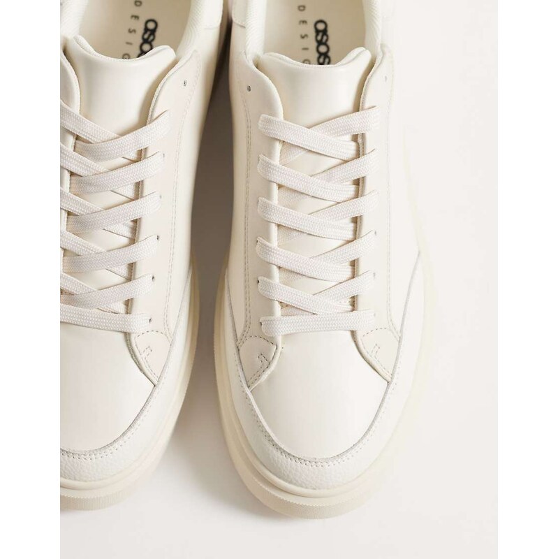 ASOS DESIGN lace up trainers in off white with white sole