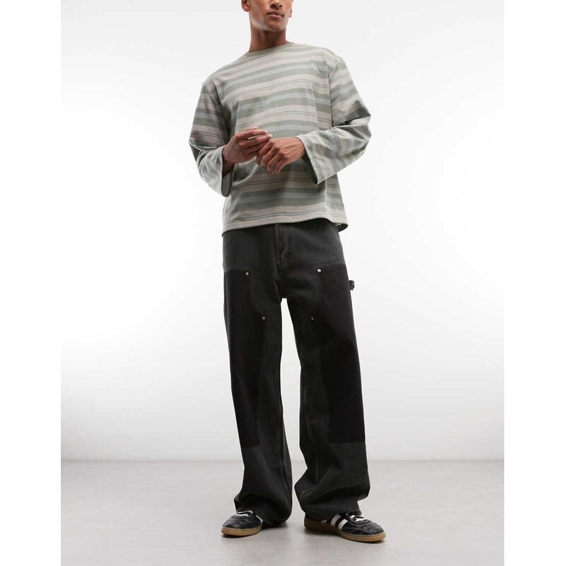 Weekday Astro low rise baggy carpenter jeans with loop detailing