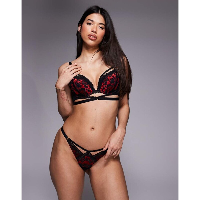 Ann Summers Yours Truly padded plunge bra in black 113691380