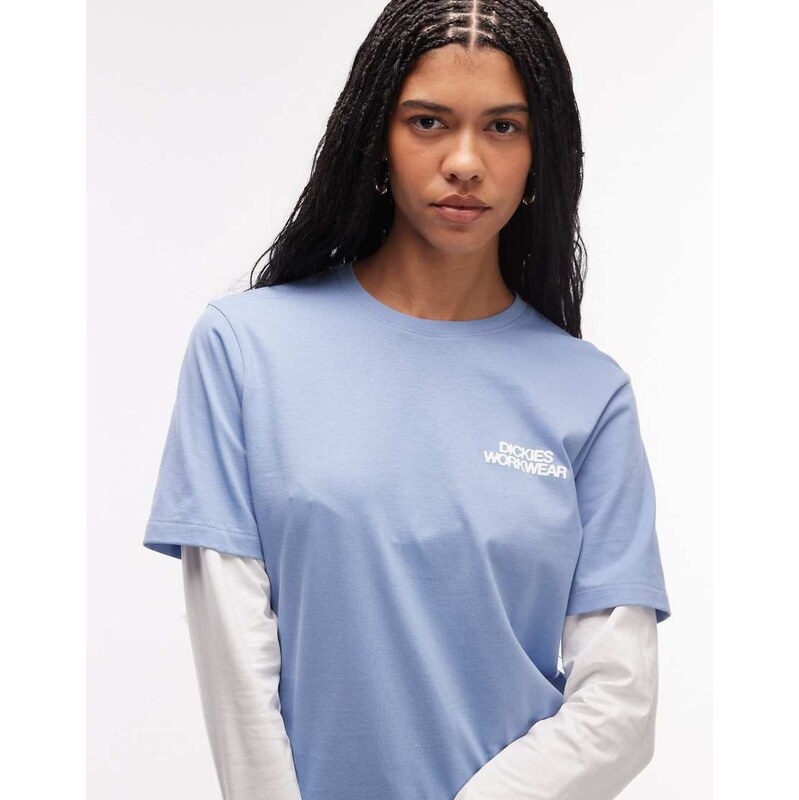 Dickies Torrey double layered t-shirt in blue 113714961