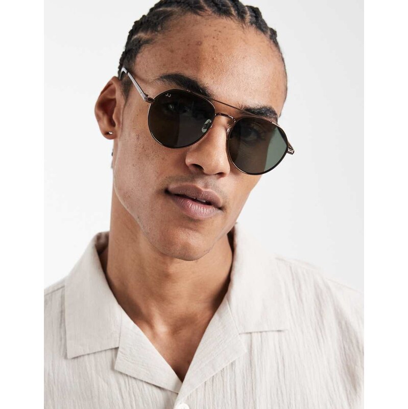 Jack & Jones aviator sunglasses in black