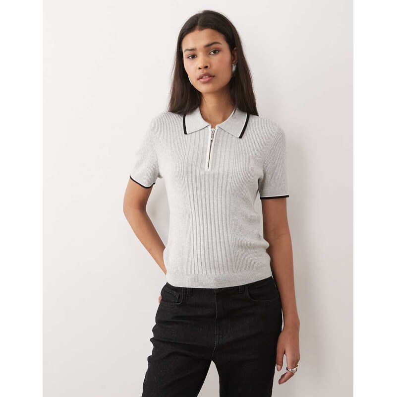 Wrangler quarter zip polo in grey and black 113691418