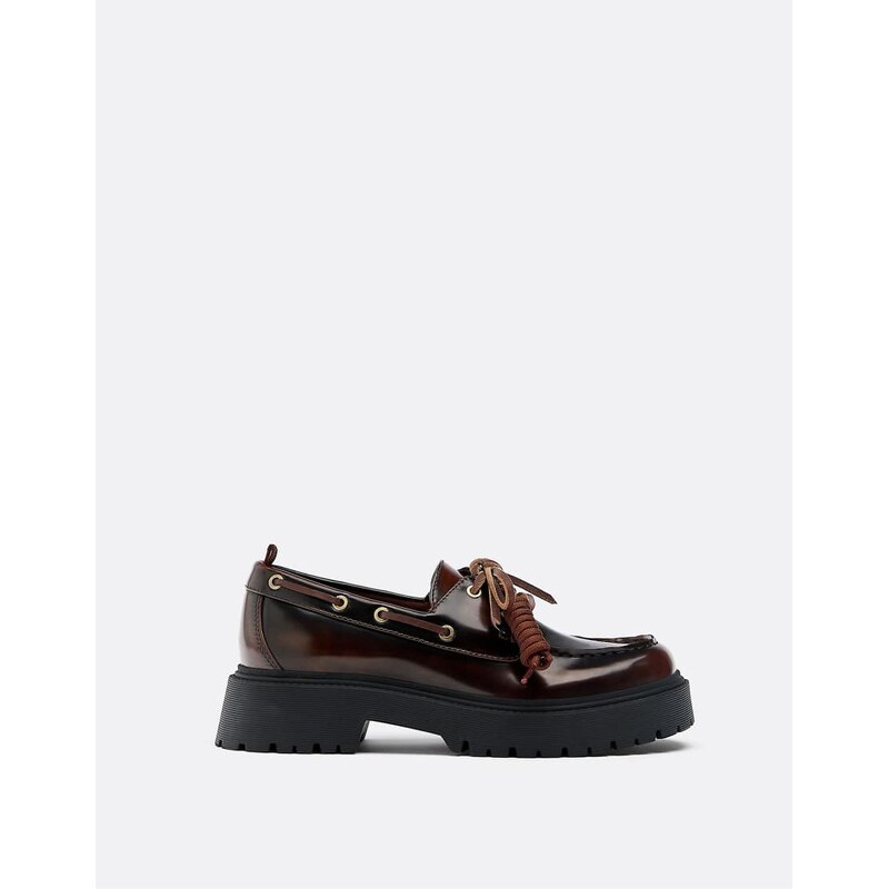 Stradivarius Platform boat shoes in brown