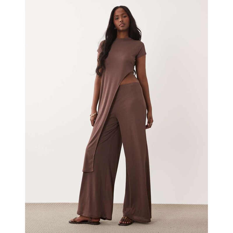 ASOS DESIGN sheer onion skin wide leg trouser co-ord in