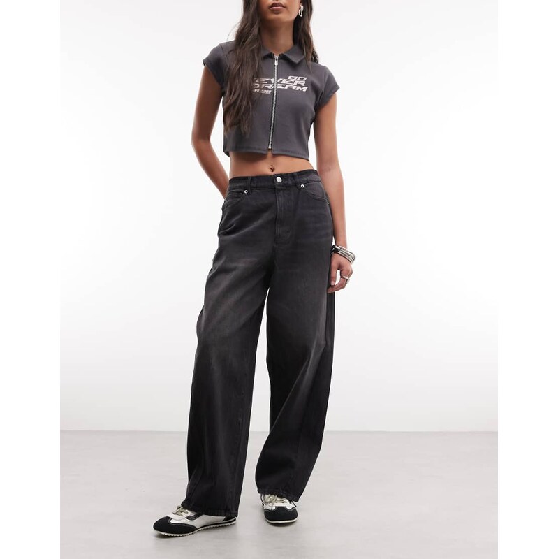 Obey leah baggy denim jeans in vintage black 113696695