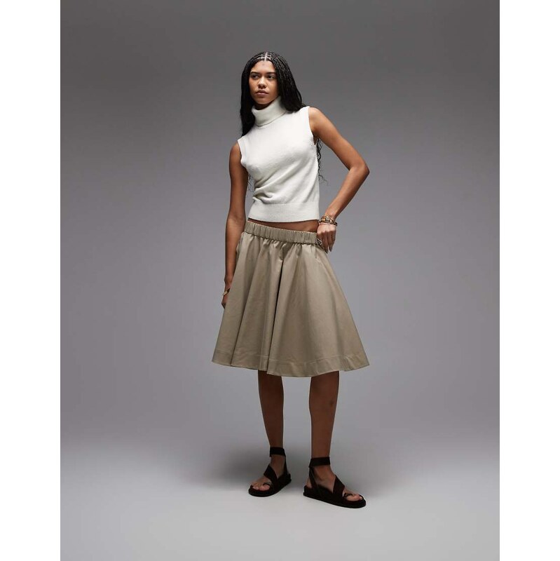 & Other Stories cotton mix full circle mini skirt in beige-Neutral 114215899
