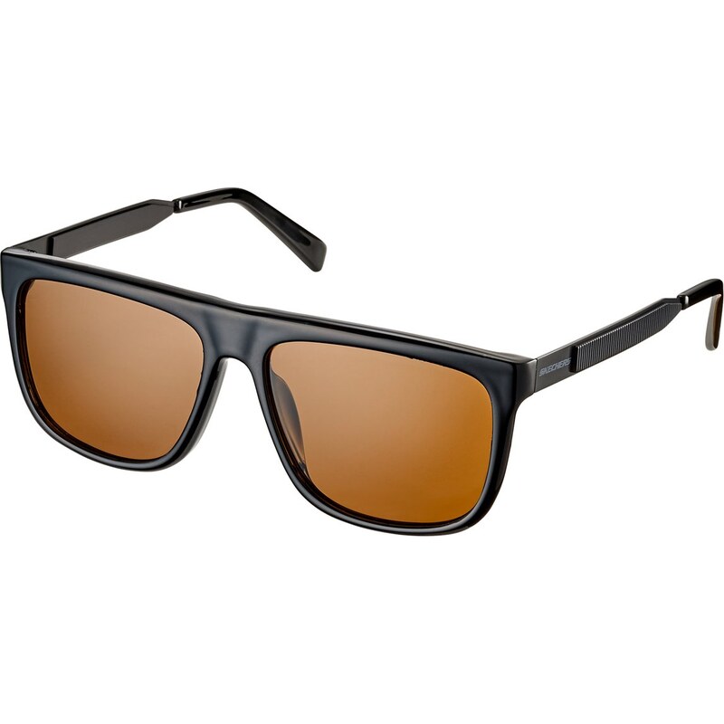 Skechers Muži Square Hardware Shiny Lens sluneční brýle v Černá