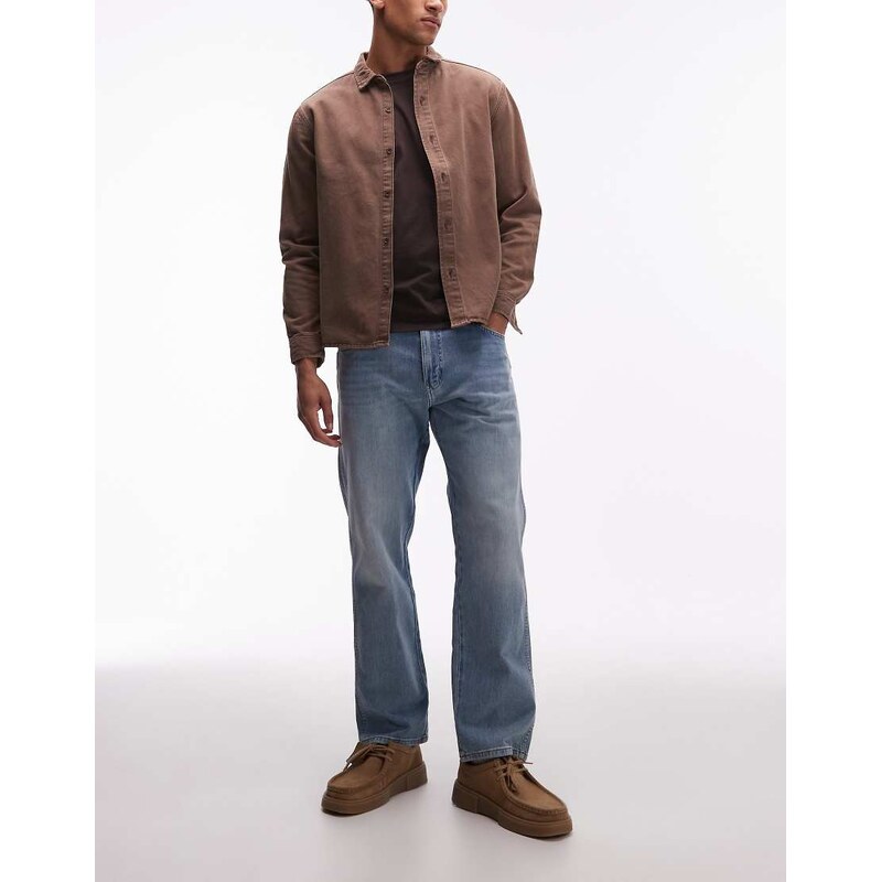 Wrangler Frontier relaxed straight fit jeans in light wash-Blue