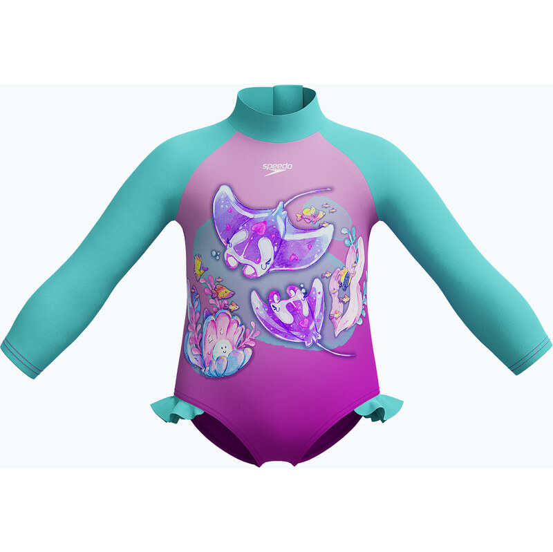 Dětské jednodílné plavky Speedo Digital Dětské Long Sleeve Frill