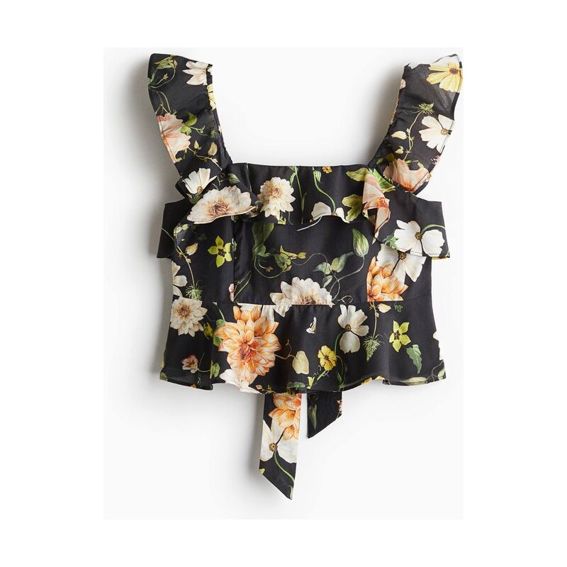 H&M - Top peplum - Černá/Květy
