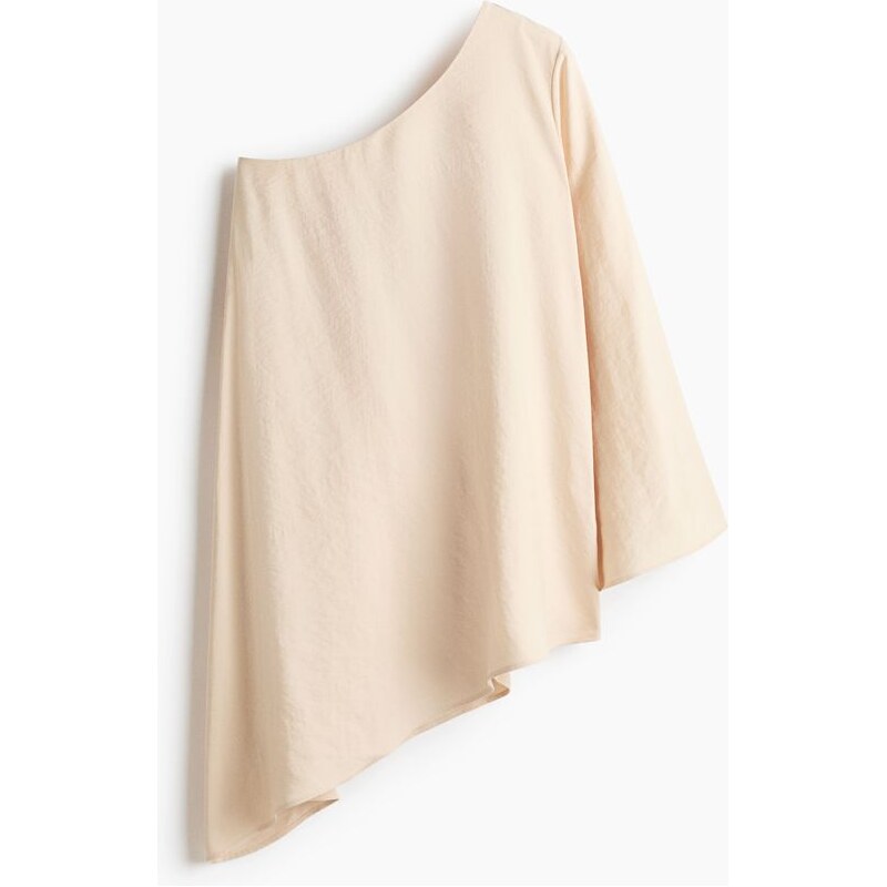 H&M - Top z modalové směsi odhalující jedno rameno - Krémová