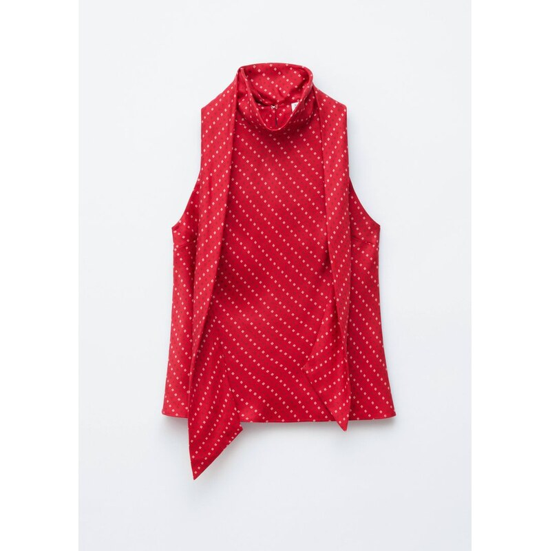 H&M - Hedvábný tops šátkovým límcem - červená 113694744