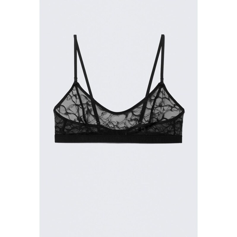 H&M - Podprsenka S Hlubokým Výstřihem A Spirálovou Krajkou - černá 113694859