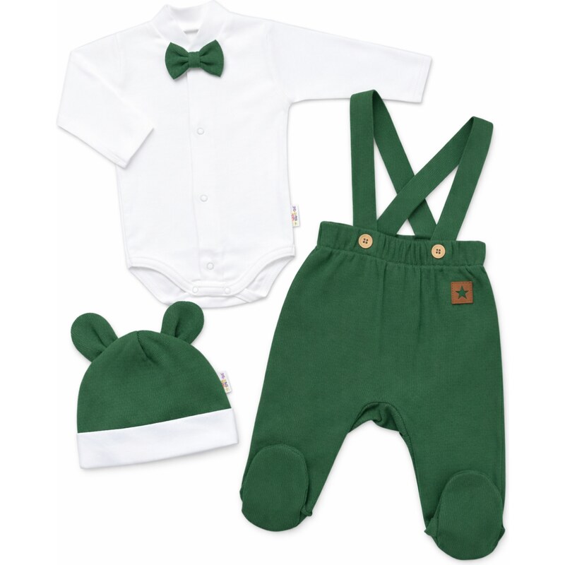 Baby Nellys Bavlněná souprava Gentleman 3D, body, polodupačky s láclem 115166771