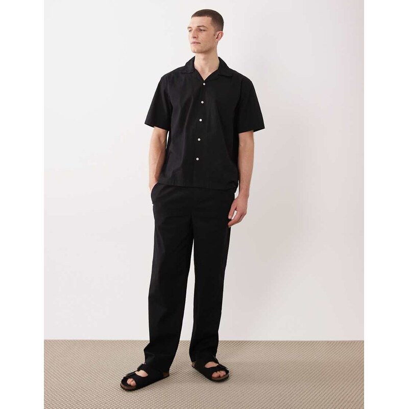 ONLY & SONS linen look loose fit trousers co-ord in black