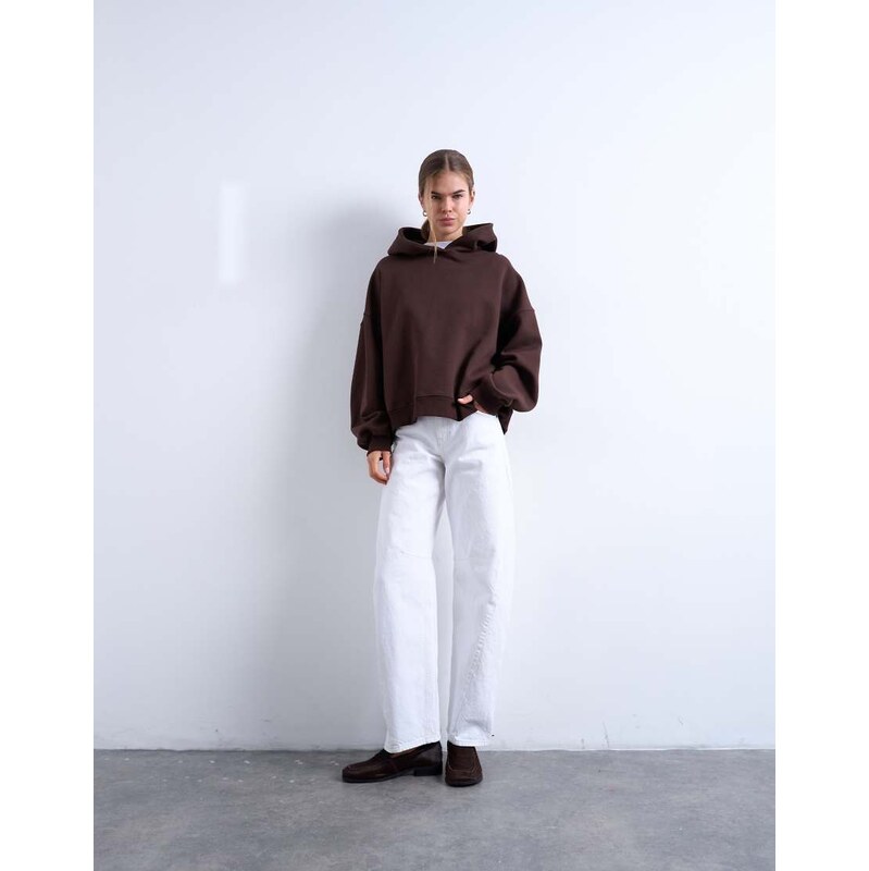 Topshop Barrel mid rise jean in white
