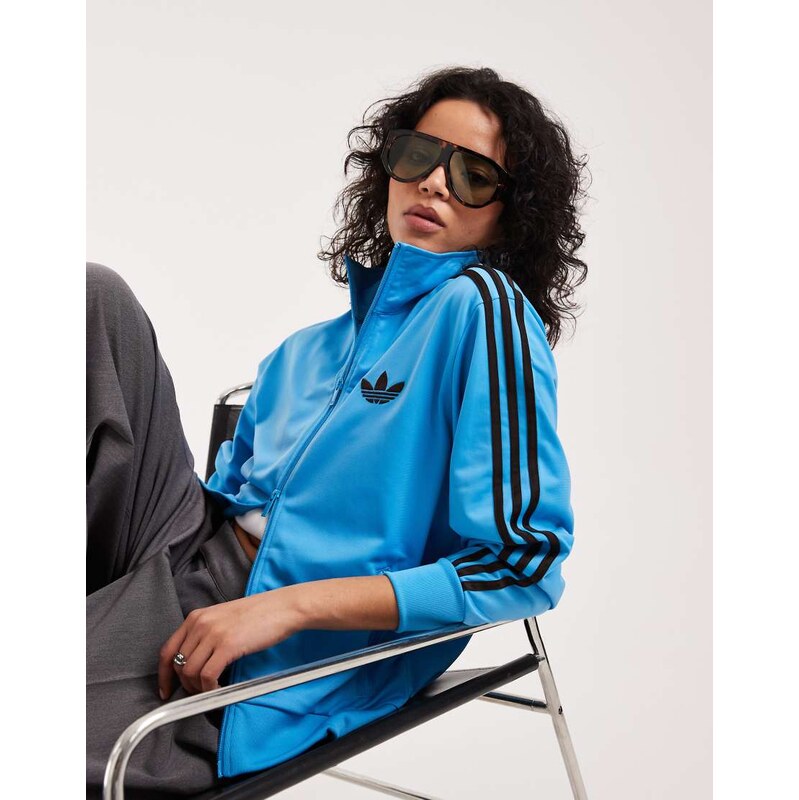 adidas Originals Firebird loose track top in blue and brown 113707743